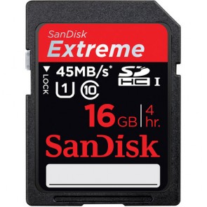 Sandisk 16GB Extreme HD 45MB/s SDHC (Class 10)