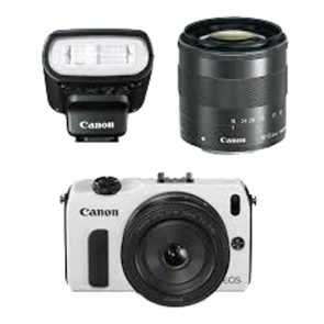 Canon EOS-M 18-55mm+22mm+90EX Kit White Digital SLR Camera