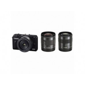 Canon EOS M2 with 22mm, 11-22mm, 18-55mm, 90EX Flash and EF Adapter Black Digital SLR Camera