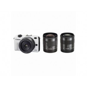 Canon EOS M2 with 22mm, 11-22mm, 18-55mm, 90EX Flash and EF Adapter White Digital SLR Camera