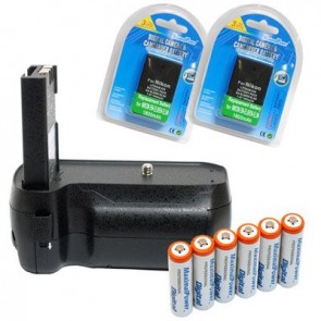 Maximal Power Battery Grip for Nikon D90 with 2 pieces EN-EL3E Batteries and 6 pieces AA Batteries