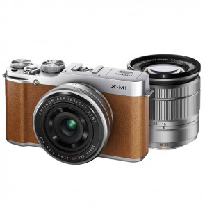 Fuji Film X M1 Kit with 16-50mm f3.5-5.6 OIS and 27mm f2.8 XF Lenses Brown Digital Camera