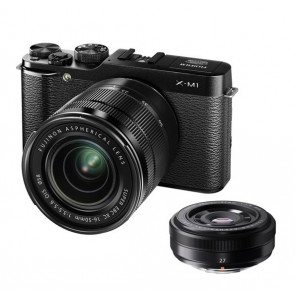 Fuji Film X M1 Kit with 16-50mm f3.5-5.6 OIS and 27mm f2.8 XF Lenses Black Digital Camera