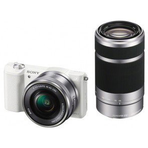 Sony Alpha A5100 ILCE-5100Y with 16-50mm and 55-210mm Lenses White Mirrorless Digital Camera