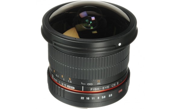 Samyang 8mm f/3.5 Fish-eye CS II with hood (Canon) Lens