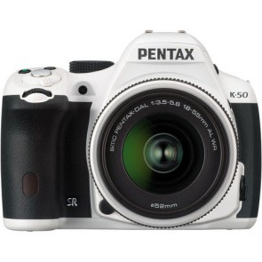 Pentax K-50 with 18-55mm f/3.5-5.6 Lens White Digital SLR Camera