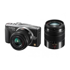 Panasonic Lumix DMC-GF6 Kit 14-42mm II and 45-150mm Lenses Black Digital SLR Camera