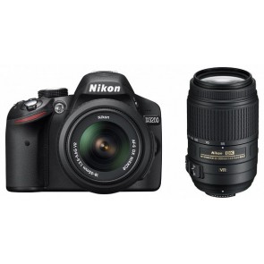 Nikon D3200 Double Kit (18-55)(55-300) Black Digital SLR Cameras