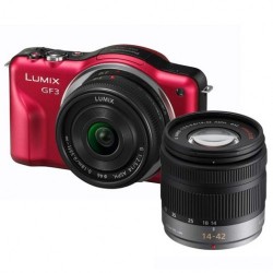 Panasonic Lumix DMC GF3 Red Twin Kit with 14mm and 14-42mm Lens Digital Cameras