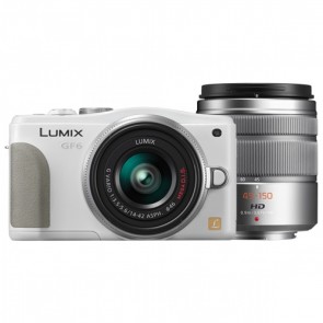 Panasonic Lumix DMC-GF6 Kit with 14-42mm and 45-150mm Lenses White Digital Camera