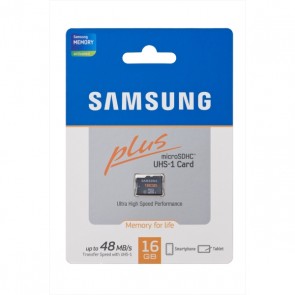 Samsung Plus 16GB 48MB/s MicroSDHC Class 10 Memory Card
