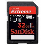Sandisk 32GB Extreme SDHC 80MB/S Memory Card (Class 10)