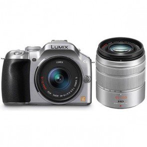 Panasonic Lumix DMC-G5 Kit with 14-42mm and 45-150mm Lenses Silver Digital SLR Camera