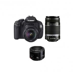 Canon EOS 600D Tri-Kit Black (50mm f/1.8)(18-55)(55-250) Digital SLR Camera