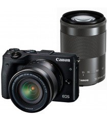 Canon EOS M3 with EF-S 18-55mm and EF-M 55-200m IS STM Lens Black DIgital SLR Camera